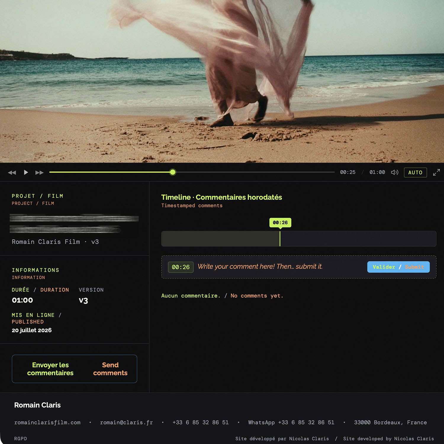 Interfaccia di selezione e commenti video